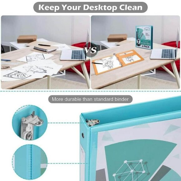 NEW (6 Pack) 1'' Round-Ring View Presentation View Binders, Holds Up to 8.5"11" - Picture 5 of 6